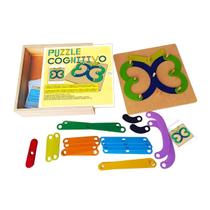 Puzzle Cognitivo Brinquedo Educativo de Madeira Encaixe Cria Letras Números Formas Carimbras