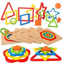 Puzzle de Madeira Infantil AugToy - Brinquedo Educativo Montessori de Encaixe