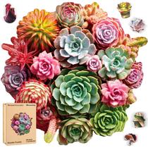 Puzzle de madeira Reouinty 500 peças de suculenta colorida para adultos