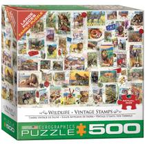 Puzzle EuroGraphics EURHR Wildlife Vintage Stamps 500 peças Puzzle EuroGraphics EURHR Wildlife Vintage Stamps 500 peças