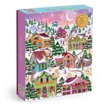 Puzzle Galison Snowcap Village 1000 peças em papel alumínio 69x51cm