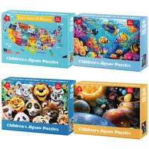 Puzzle Jeacirio de 100 peças para crianças de 4 a 6 anos com pacote de 4