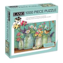 Puzzle Lang 1000 peças Mason Flowers com acabamento em linho 74x51cm