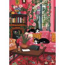 Puzzle MINIWAN Vibrant Floral Cat 1000 peças para adultos