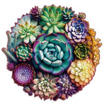 Puzzle Mys Aurora Mandala: Plantas suculentas, 1000 peças para adultos