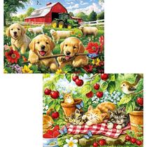 Puzzle najiaxiaowu, pacote com 2, 300 peças, gatinhos, cachorros, 52x38 cm Puzzle najiaxiaowu, pacote com 2, 300 peças, gatinhos, cachorros, 52x38 cm