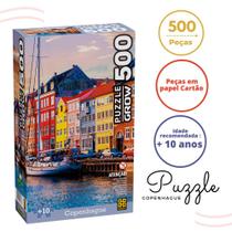 Puzzle Pintura Barcos Exercício Mental 500 Peças Copenhague - Grow