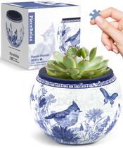 Puzzle Planter Piece Relax Flower Pot Oriental Birds 80 unidades