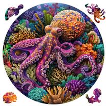 Puzzle Ruikiyart 200 peças, 28 cm, polvo, quebra-cabeça de madeira