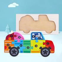 Puzzle Toy 3D: carro de madeira para crianças, educacional
