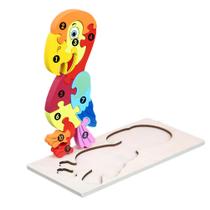 Puzzle Toy Giraffe 3D Wooden Early Educational Blue Kids