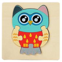 Puzzle Toy Montessori Wooden 3D Quebra-cabeça para crianças e animais de desenho animado