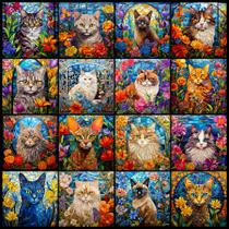 Puzzle Vidrio Tiffany Gato Bgraamiens 1000 Piezas 61x61 cm