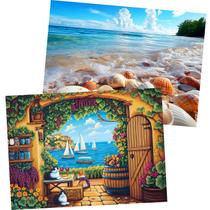 Puzzle WSCXSC, pacote com 2, 300 peças, quebra-cabeças de praia e vinhedos Puzzle WSCXSC, pacote com 2, 300 peças, quebra-cabeças de praia e vinhedos