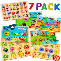 Puzzles de madeira WOOODLIFY, pacote com 7, para crianças de 2 a 5 anos