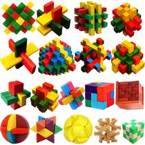 Puzzles de quebra-cabeças de madeira AHYUAN, pacote com 18 para crianças e adultos