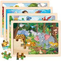 Puzzles Duchong Wooden Animals, 24 peças, crianças de 2 a 6 anos, pacote com 4 Puzzles Duchong Wooden Animals, 24 peças, crianças de 2 a 6 anos, pacote com 4