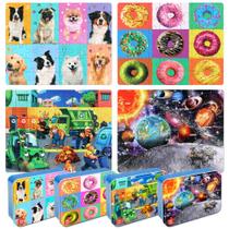 Puzzles LELEMON para crianças de 4 a 6 anos, pacote com 4, 60 peças com caixa de metal Puzzles LELEMON para crianças de 4 a 6 anos, pacote com 4, 60 peças com caixa de metal