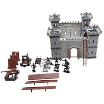 PXRJE Cavaleiros do Castelo Medieval Action Figure Toy Army Playset com Castelo de Montar, Catapulta e Carruagem Puxada a Cavalo Grande Presente para Meninas e Meninos (A1)
