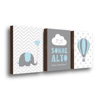 QADR42-Kit 3 Quadros Decorativos Sonhe Alto Menino 30x40cm QADR42-Kit 3 Quadros Decorativos Sonhe Alto Menino 30x40cm