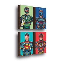 QADR44-Kit 4 Quadros Decorativos Heróis DC 20x30cm
