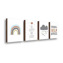 QADR45-Kit 4 Quadros Decorativos Quarto de Bebê 30x40cm