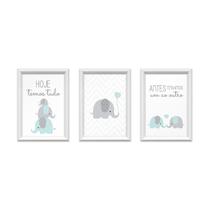 QADR48-Kit 3 Quadros Decorativos Familia Elefantes 24x34cm QADR48-Kit 3 Quadros Decorativos Familia Elefantes 24x34cm