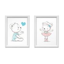 QADR58-Kit 2 Quadros Decorativos Irmãos Ursinhos 34x44cm QADR58-Kit 2 Quadros Decorativos Irmãos Ursinhos 34x44cm