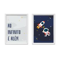 QADR66-Kit 2 Quadros Decorativos Infinito e Além 34x44cm