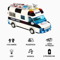 Quabra cabeça 77 peças para montar Carro de Polícia Branco Criatividade e Desenvolvimento Infantil Quabra cabeça 77 peças para montar Carro de Polícia Branco Criatividade e Desenvolvimento Infantil