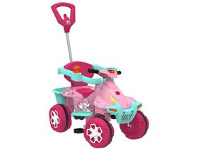 Quadriciclo Infantil a Pedal Rosa Bandeirante - Smart Quad com Empurrador