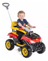 Quadriciclo Infantil Cross Up Carrinho de Passeio e Pedal CALESITA vermelho com Empurrador
