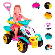 Quadriciclo Infantil Moto Menina Menino Colorido Veículo Passeio Com Apoiador Removível Emite Som Direção Guiada
