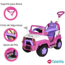 Quadriciclo Infantil Rosa com Haste Direcionavel Diipi Diipi Calesita