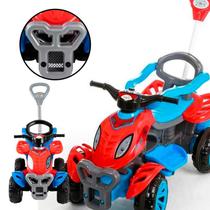 Quadriciclo Infantil Spider Com Adesivo Brincar Segurança Puxador Coordenação Motora
