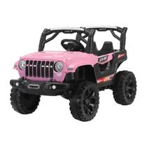 Quadriciclo Jipe Elétrico Infantil 12v Rosa Musical Mp3 Aux