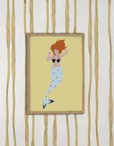 Quadrinho A4 - Perto do Mar Sereia Decorativo para Quarto Infantil