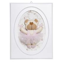 Quadrinho Balé Pérolas Ursa Bailarina Quarto Bebê Infantil Menina