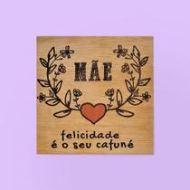 Quadrinho Decorativo de Madeira - Felicidade é seu Cafuné