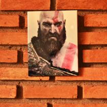 Quadrinho Decorativo Kratos God Of War Para Todos os Ambientes Personalizado em Metal Máxima Resistência Cantinho Temático Geek Gamer Decoração Nerd