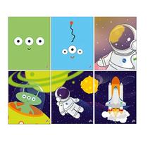 Quadrinhos 6 Unidades Decoração De Parede Painel Astronauta