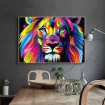 Quadro 1 peça decoração leão colorido de juda