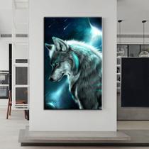 Quadro 1 peça decoração lobo selvagem meteoros - Ana Decor