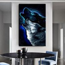 Quadro 1 peça decoração lobo uivando espaço estrelas - Ana Decor