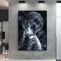 quadro 1 peça lobo uivo lua cheia decoração animal