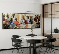 Quadro 160X60cm Santa Ceia Moldura Flutuante Preta Quadro 160X60cm Santa Ceia Moldura Flutuante Preta