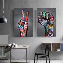 Quadro 2 peças 40x60 colorido grafite estiloso para quarto sala Quadro 2 peças 40x60 colorido grafite estiloso para quarto sala