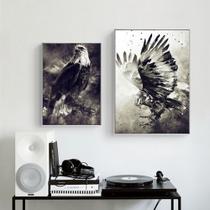 Quadro 2 peças decoração aguia ave selvagem ataque