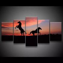 Quadro 3 Cavalos 63x130mt 5 peças em Tecido Quadro 3 Cavalos 63x130mt 5 peças em Tecido