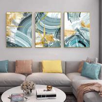 Quadro 3 peças decoração abs nordico tons claro de azul e dourado